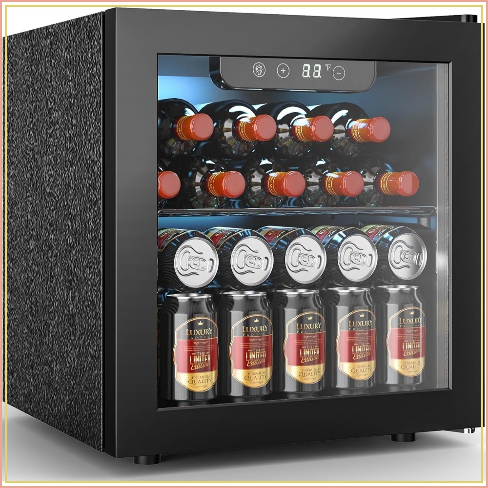 Wine Beer Cooler Fridge - 自立型ワインセラー 12本収納 50缶 ドリンククーラー ソーダ 缶ビール用