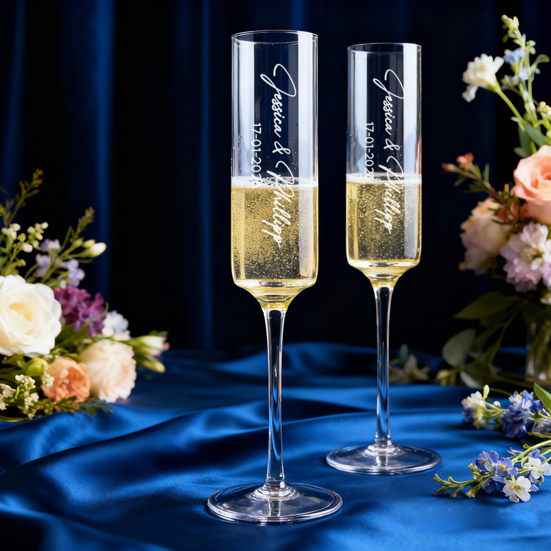 Champagne Flute Pair - パーソナライズされたシャンパングラスセット2個、ウェディングシャンパングラス、パーソナライズされたシャンパンフルート、新郎新婦グラス