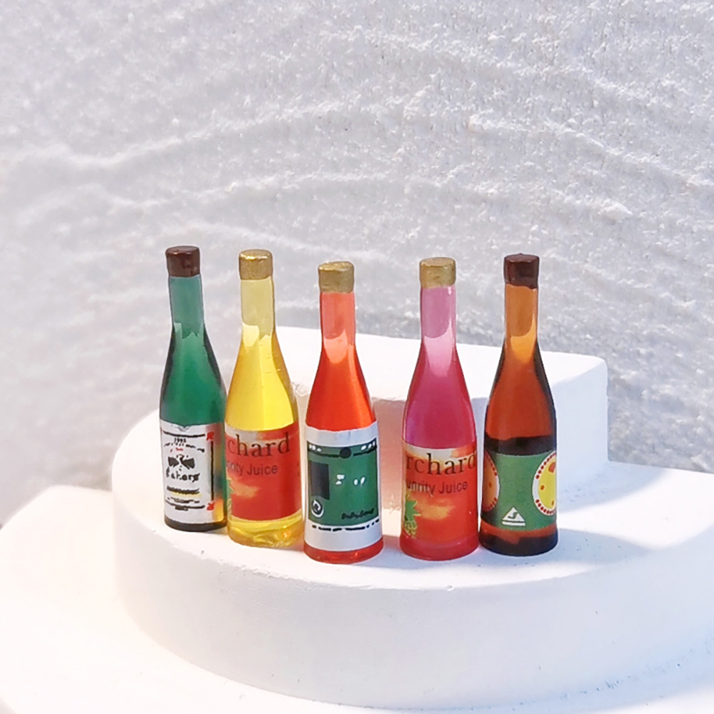 Wine Beer House - 5 個 1/12 ドールハウスミニチュアアクセサリーミニ樹脂ワインボトルシミュレーションビールモデルドールハウス装飾用 ob11