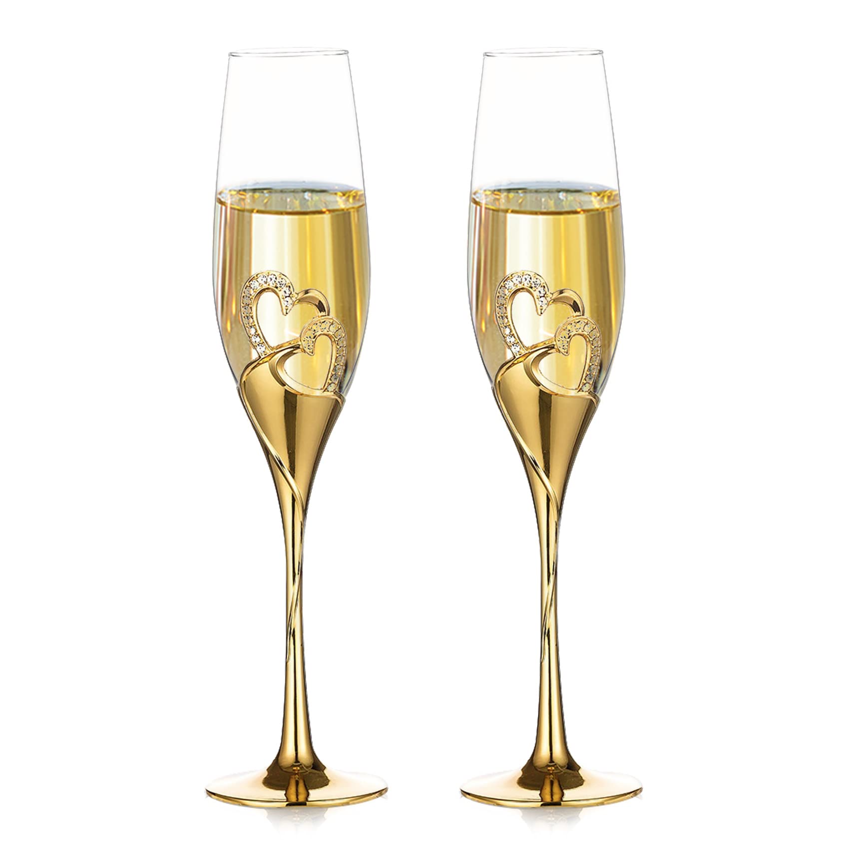 Champagne Flute Pair - 200 ミリリットル赤ワイングラスクリスタル高足グラスペアグラススパークリングハート型シャンパンフルートウェディングギフト