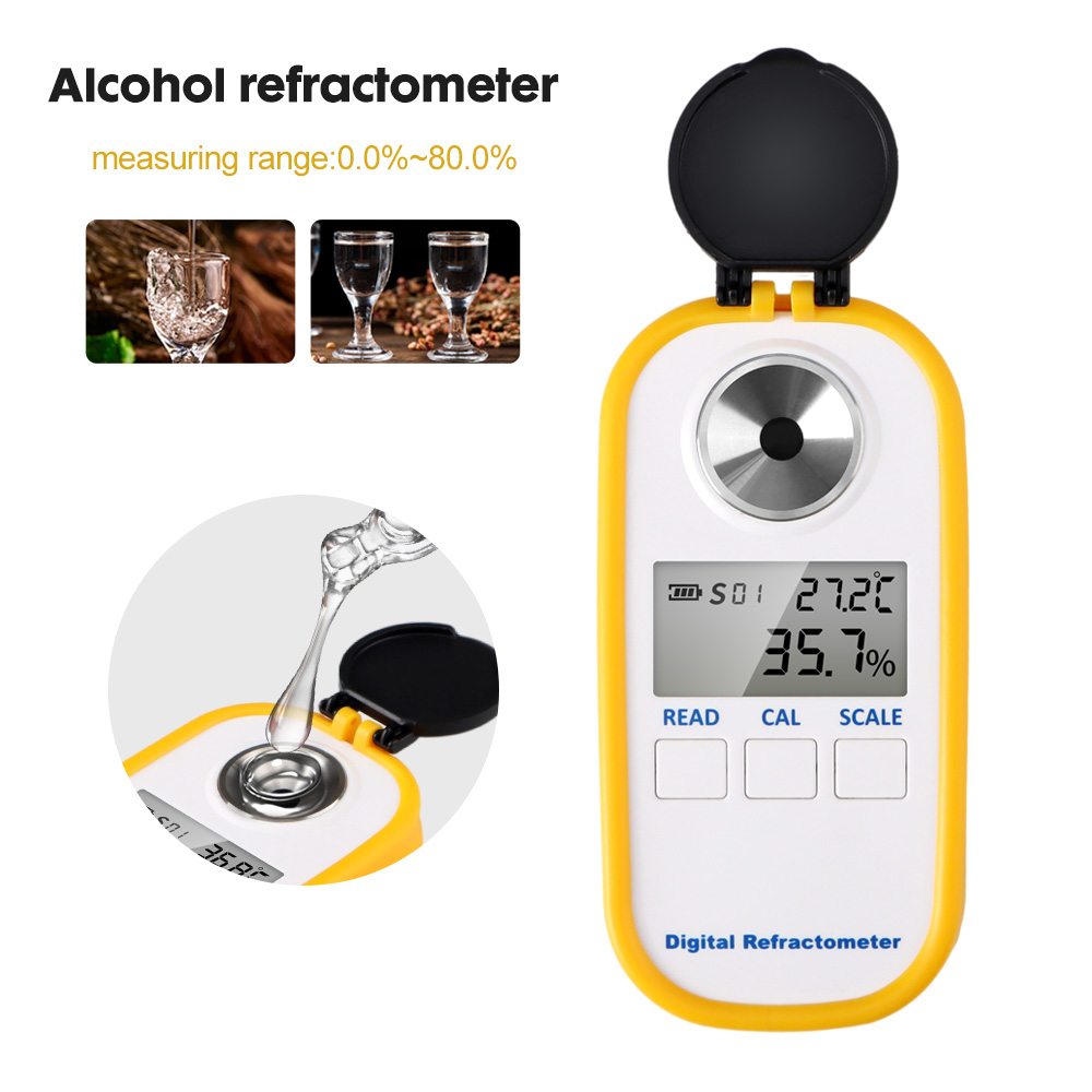 Wine To Beer To Liquor - デジタルアルコール屈折計 0-80% 高精度 LCD ディスプレイホワイトスピリットテスタービール酒ワイン屈折計比重計