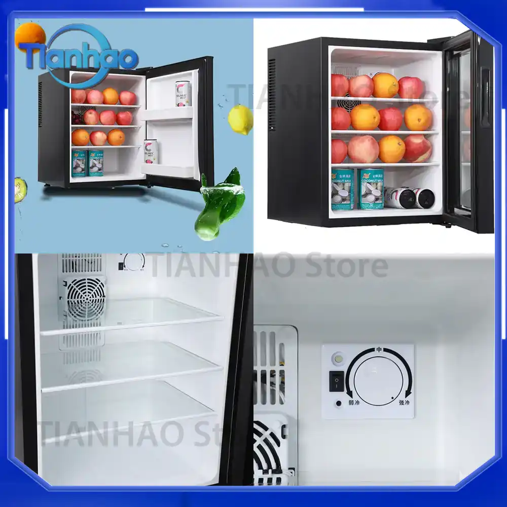 Wine Beer Fridge Small - ミニ冷蔵庫クーラー 40L ガラス扉付き冷蔵庫 ビール、ソーダ、ワイン用 小型ドリンクディスペンサーマシン 0.3kWh/24H