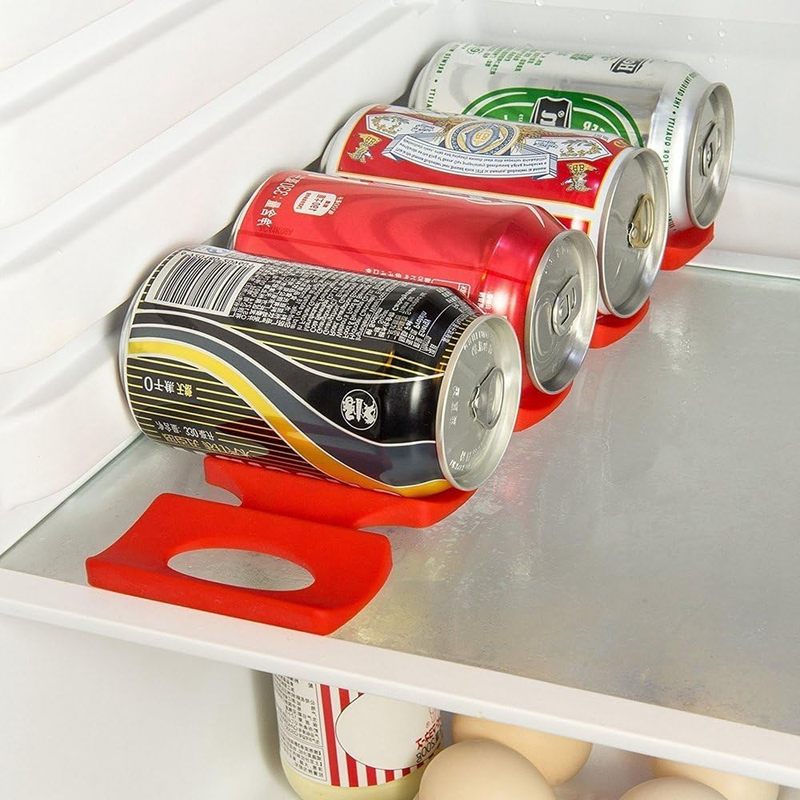 Wine Beer Fridge Cabinet - シリコン製ビール・コーラ・ワインボトルマット、水筒・食品缶ラック、キッチンキャビネットや冷蔵庫の積み重ね収納に最適、H