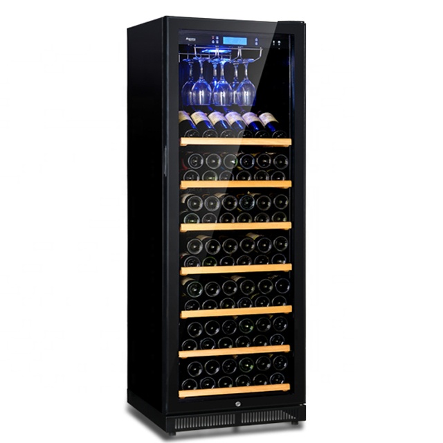 Wine Beer Cooler Fridge - 85本収納 24インチ自立型ワインクーラー ビール・ワイン冷蔵庫 吊り下げ式カップラック付き 家庭用バー キッチン収納システム