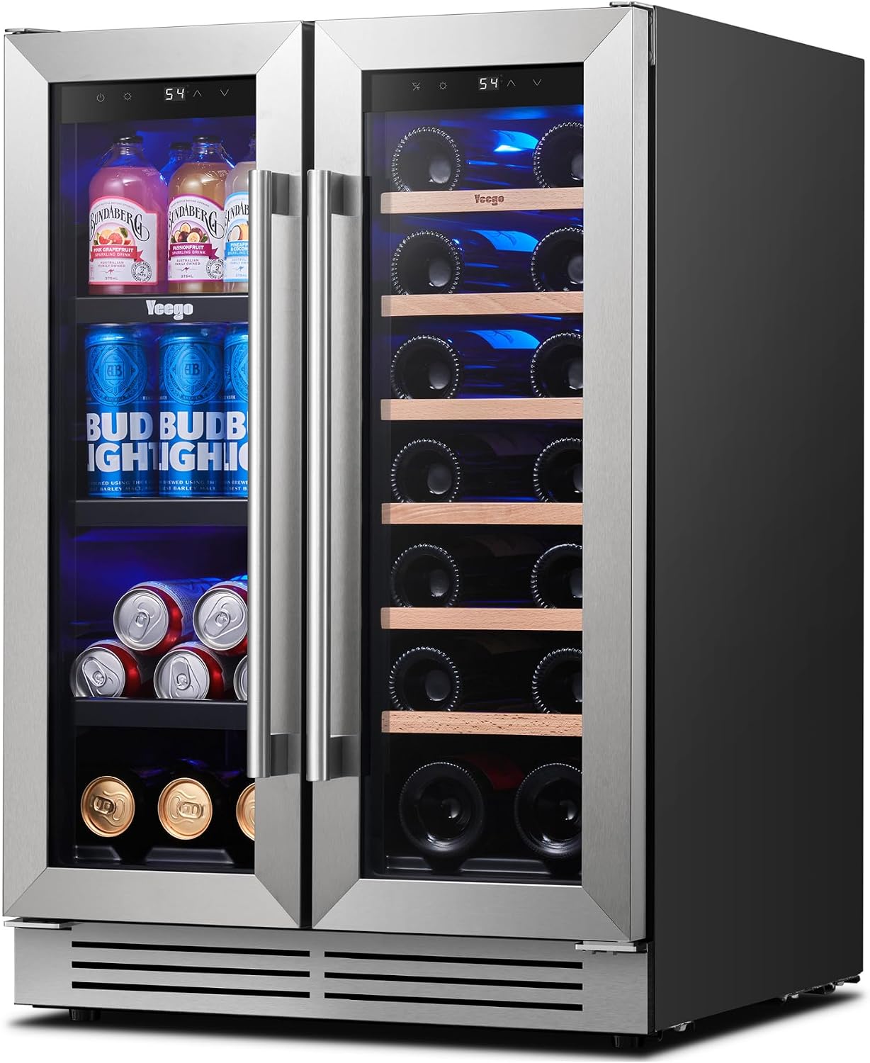 Yeego 24インチ ワイン＆飲料冷蔵庫 - ガラス扉付き - Wine Beer Cooler Fridge のレビューと価格