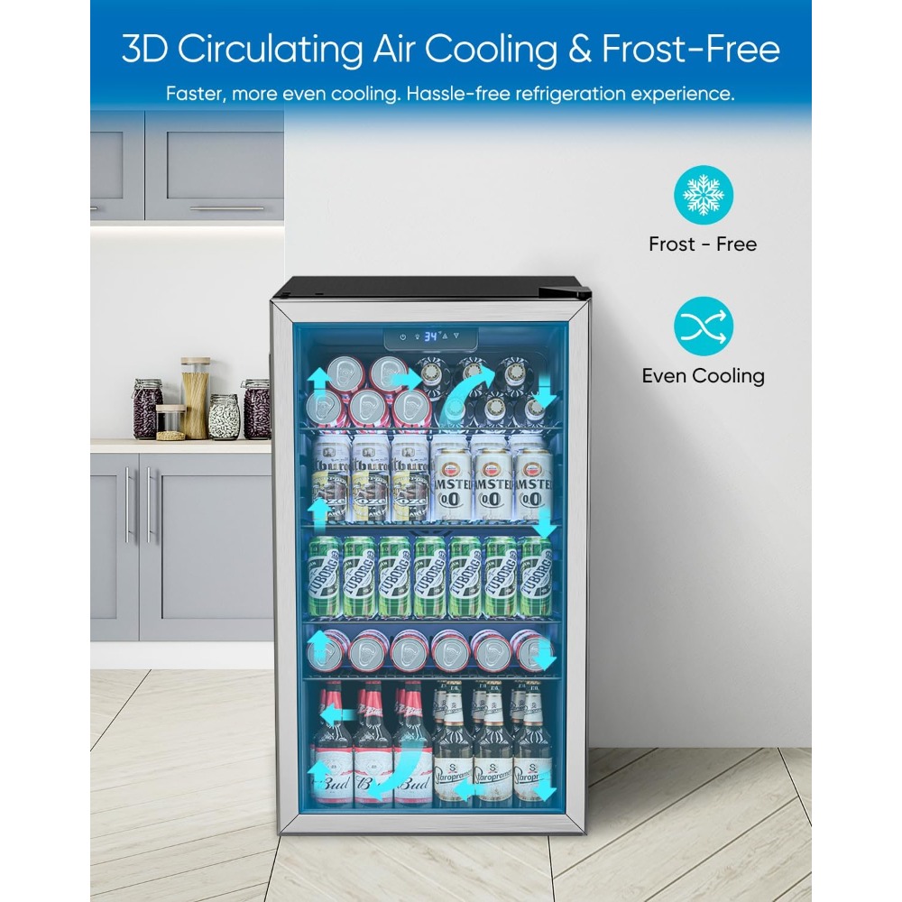 飲料用冷蔵庫クーラー - 126缶ミニ冷蔵庫、ドリンク、ソー - Wine Beer Cooler Fridge のレビューと価格