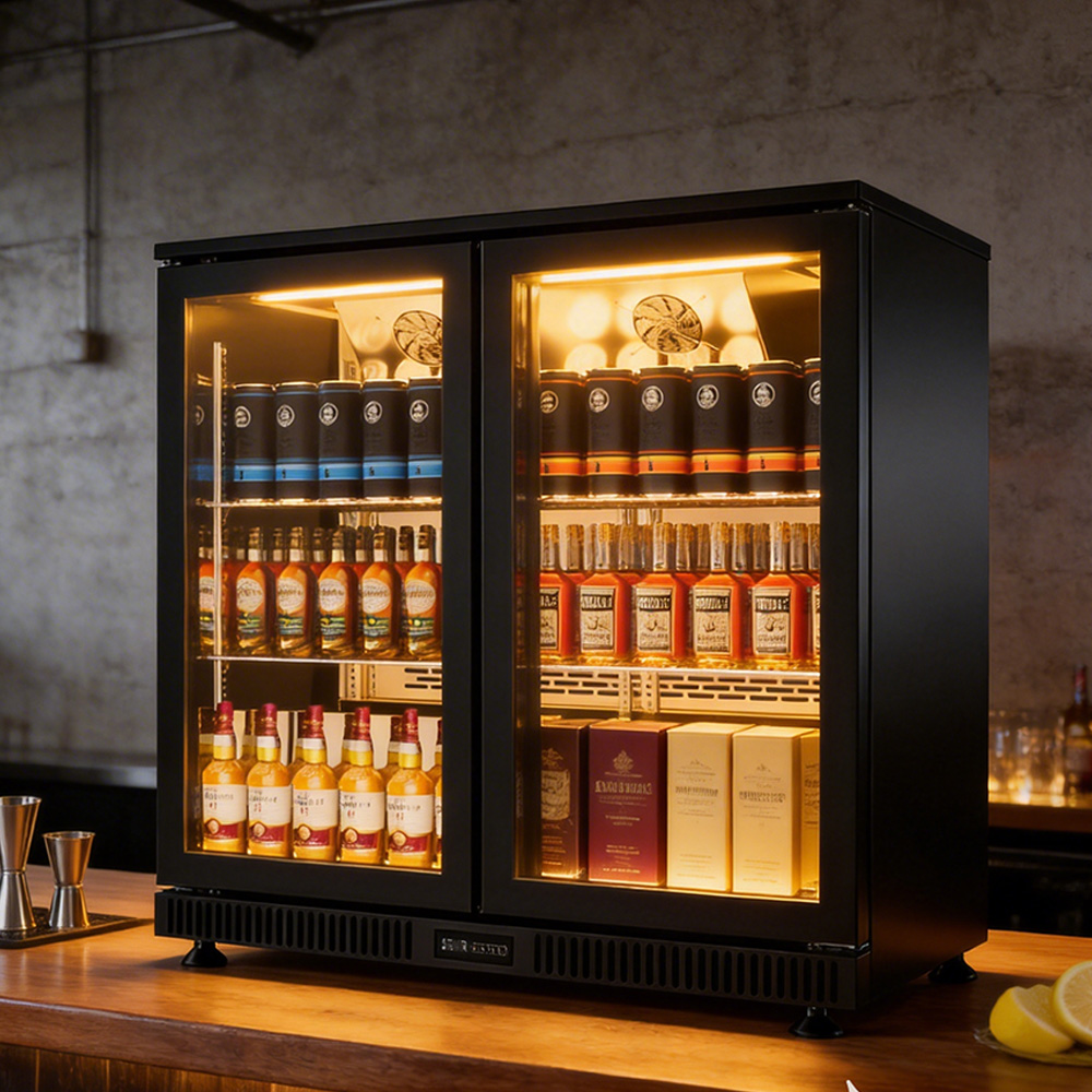 ミニ飲料クーラー冷蔵庫 3ドア バー冷蔵庫 ガラス扉 アンダ - Wine Beer Fridge Cabinet のレビューと価格