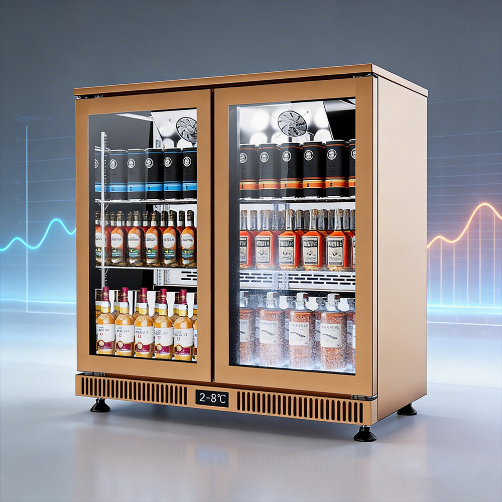 ミニ飲料クーラー冷蔵庫 3ドア バー冷蔵庫 ガラス扉 アンダ - Wine Beer Fridge Cabinet のレビューと価格