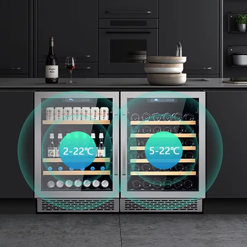 48本収納 ワインクーラー デュアルガラスドア ビールクーラ - Wine Beer Fridge Cabinet のレビューと価格