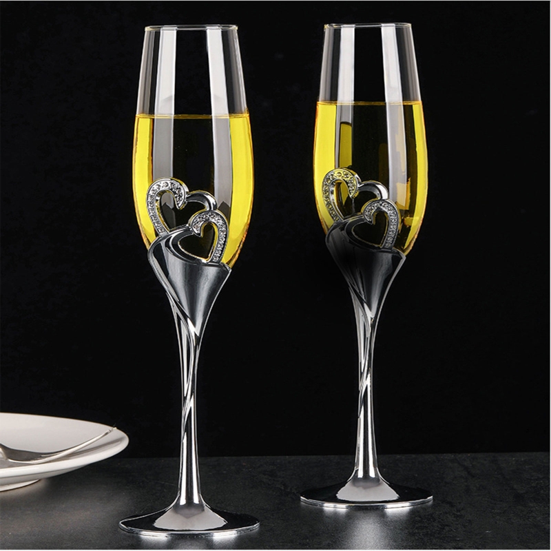 2 個の結婚式のシャンパングラスセット乾杯フルートグラスクリ - Champagne Flute Pair のレビューと価格