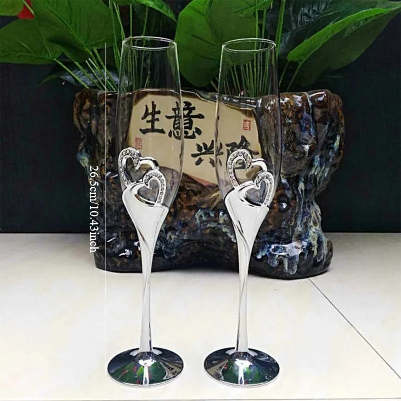 2 個の結婚式のシャンパングラスセット乾杯フルートグラスクリ - Champagne Flute Pair のレビューと価格