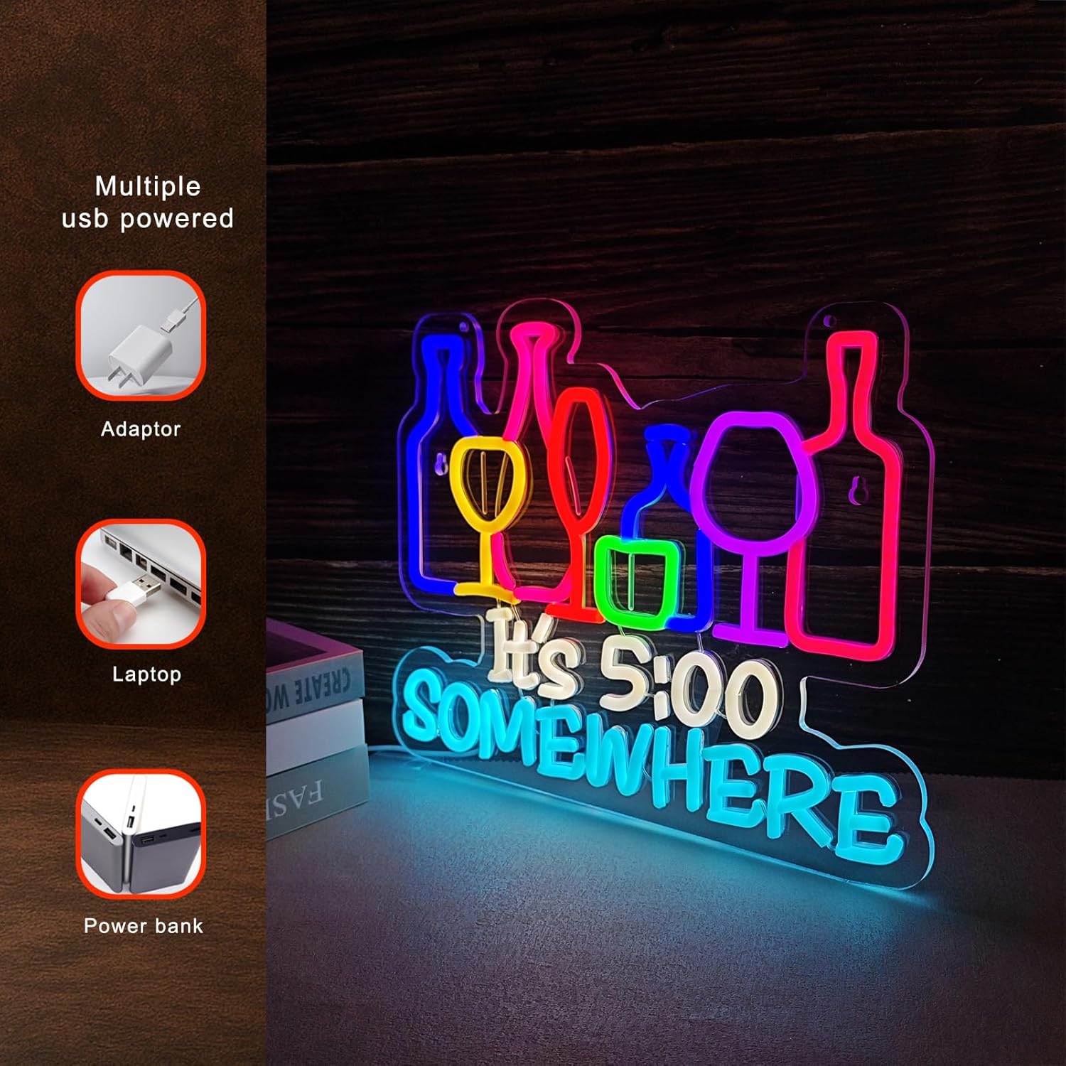 「It's 5 O'Clock Somewhere」ネオンサ - Wine Beer Photo のレビューと価格