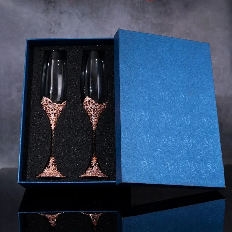 ラインストーンの金属底を備えたシャンパングラスライト、新しい - Champagne Flute Pair のレビューと価格
