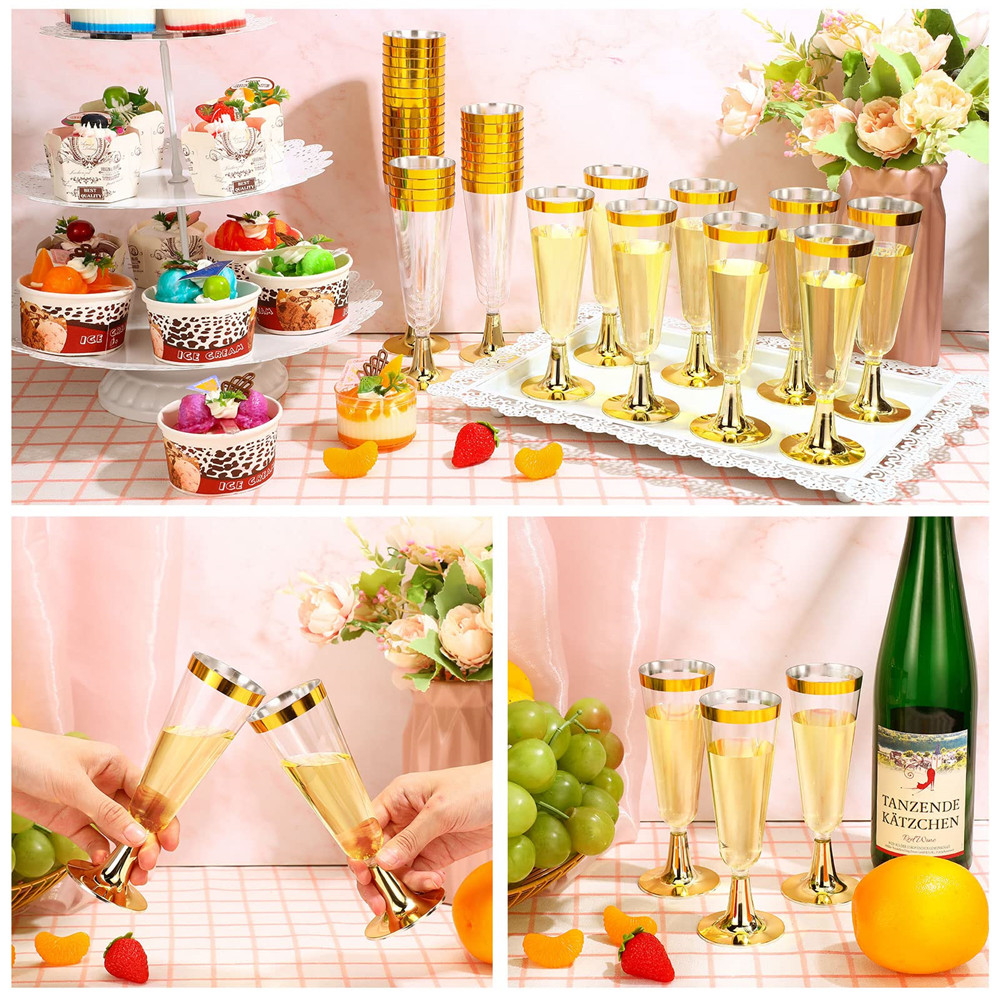 50 個 5 オンス使い捨てワインカップパーティープラスチッ - Champagne Flute Pair のレビューと価格
