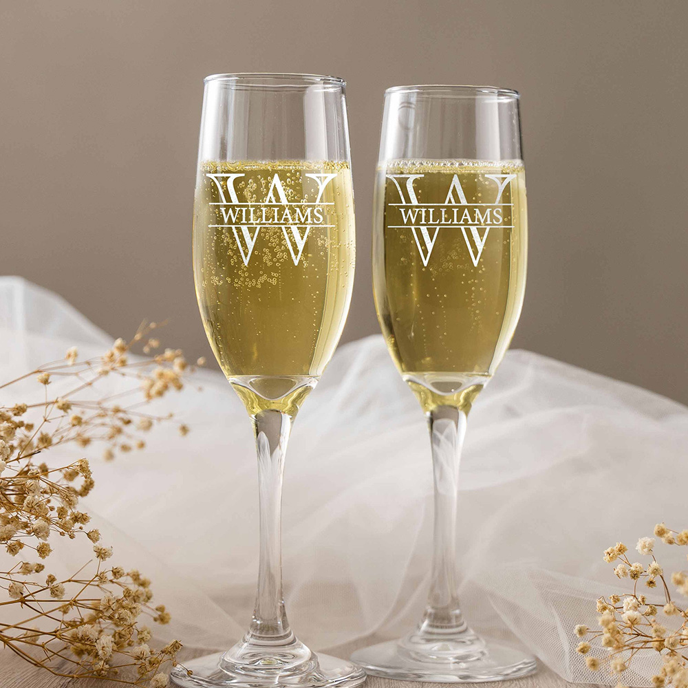 パーソナライズされたシャンパン フルート 2 個セット 刻印 - Champagne Flute Pair のレビューと価格