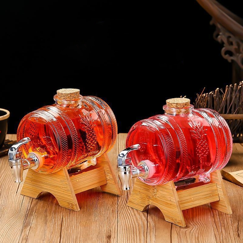 1Lガラス製ウイスキー樽ワイン樽ビール瓶フルーツ熟成アルコー - Wine To Beer Alcohol のレビューと価格