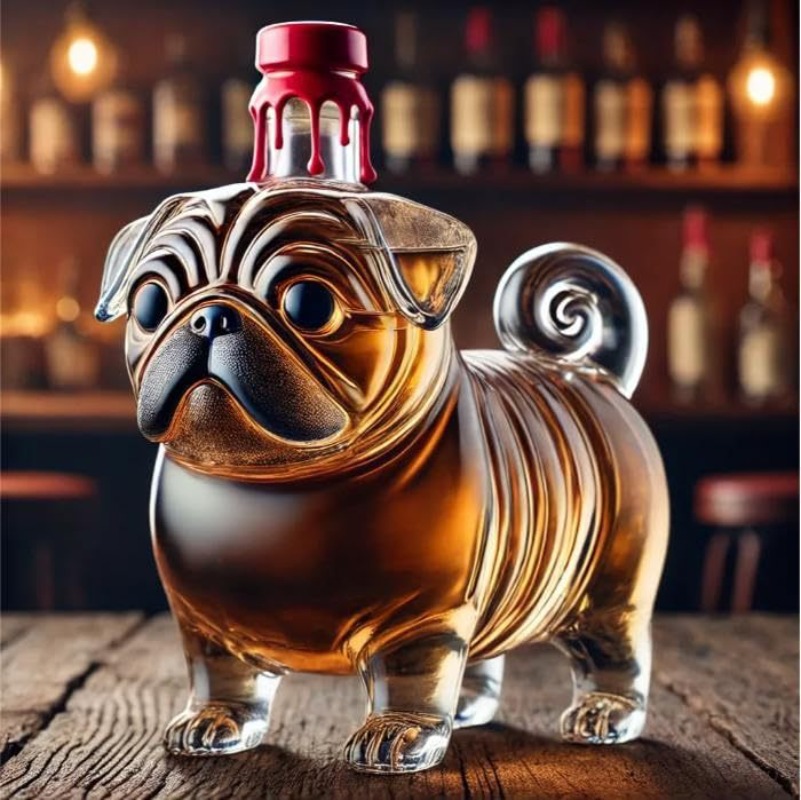 透明なウイスキーハンガー、パグ型のガラスハンガー、ワインボト - Wine Vodka Beer のレビューと価格